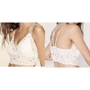 PINK Victoria’s Secret Lace Bralette – Cream w/ Subtle Gold Shimmer – Size Large